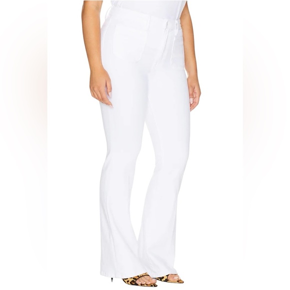 NWT Good American Good Classic Boot Jeans in White with patch pockets size 10/30 - Picture 6 of 14